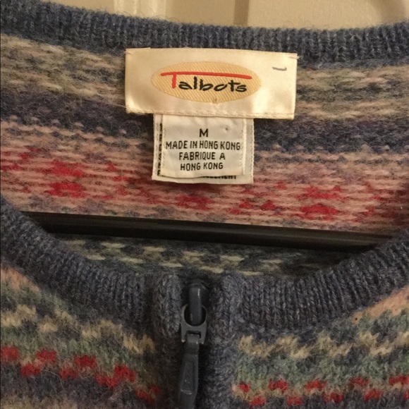 EUC VTG Talbots Fair Isle Wool Zip Cardigan - Picture 8 of 9